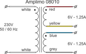 Amplimo ringkerntrafo 230V / 2x 6V 15VA (08010)