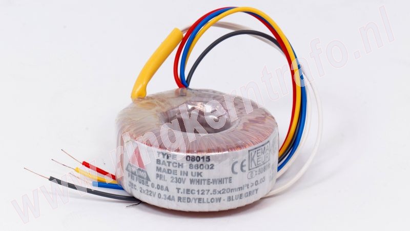 Ringkerntrafo 08015: 230V / 2x22V 15VA