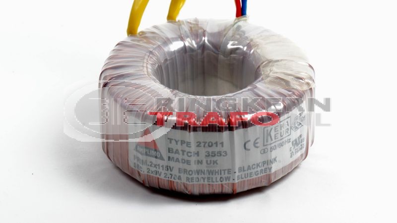 Ringkerntrafo 27011: 2x115V / 2x9V 50VA