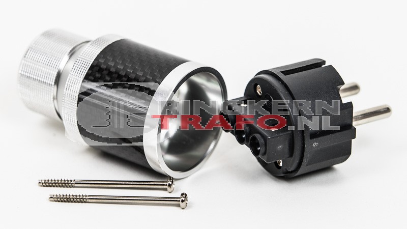 Power connector aluminium met carbonlook "male"